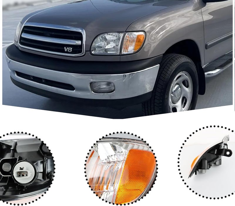 BINQIGOO 1PC Replacement Headlight Chrome Trim Corner Turn Signal Lights Compatible With 2000-2004 Toyota Tundra Regular/Access Cab, Front Passenger Side / TO2531135 / 81510-0C010 - Image 5